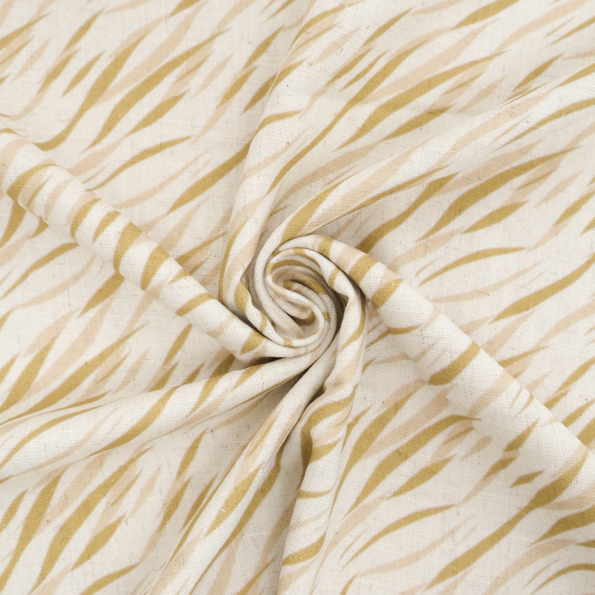 Viscose-linnen met Indiana-print, groen en beige - Maison Klem